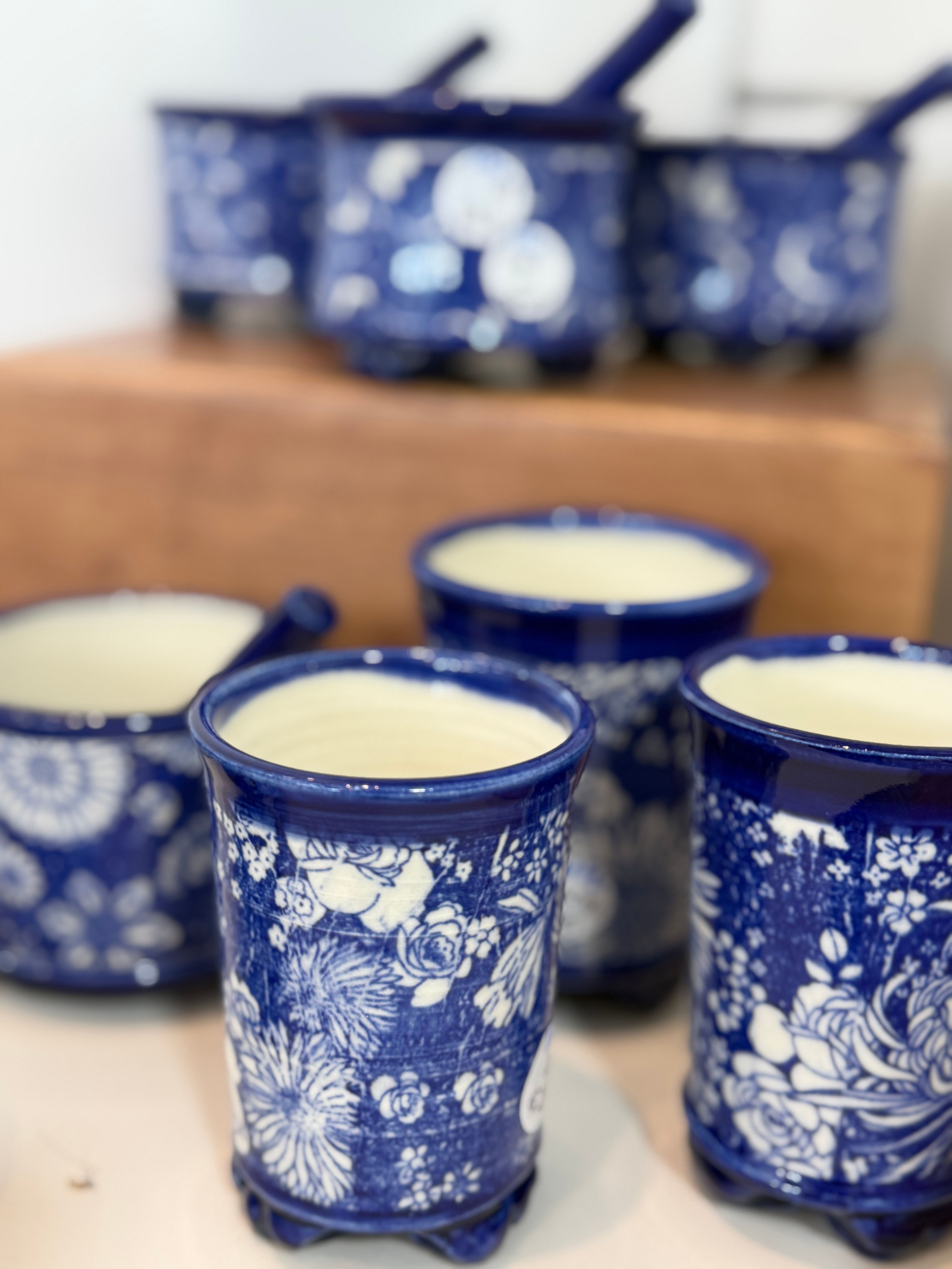 Blue & White Collection, ceramics by Brenda Middleton - Ceramist, available at Straddievarious Brisbane art gallery