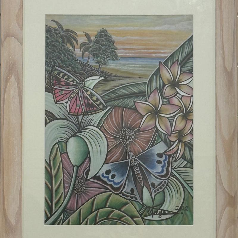 In The Tropics, acrylic on canvas framed by Lionel Doyle, available at Straddievarious Brisbane art gallery