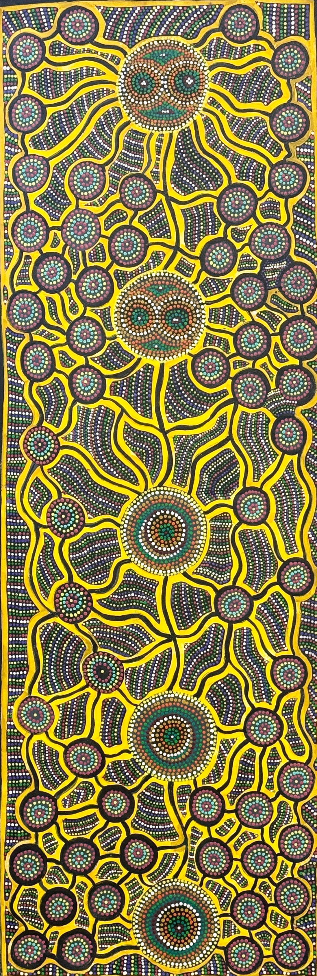 My Mothers Walk Off 2 by Marion Cox, acrylic on canvas by Gooniyandi Artists, available at Straddievarious Brisbane art gallery