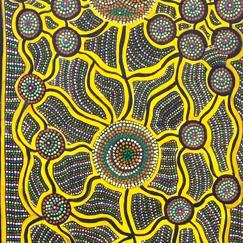 My Mothers Walk Off 2 by Marion Cox, acrylic on canvas by Gooniyandi Artists, available at Straddievarious Brisbane art gallery