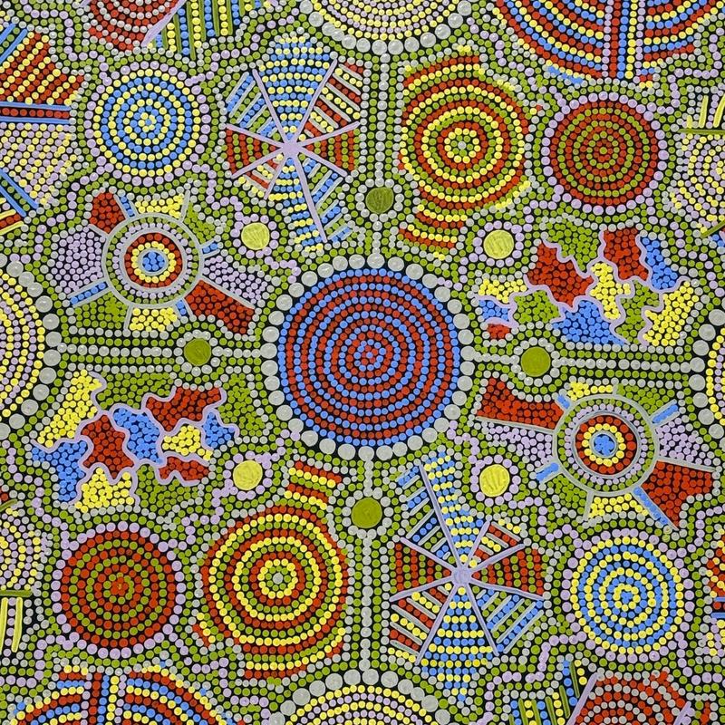Back Country by Louise Cox, acrylic on canvas by Gooniyandi Artists, available at Straddievarious Brisbane art gallery