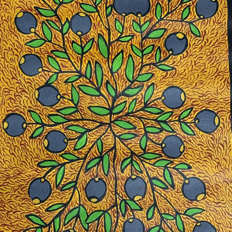 Bush Coconut by Marion Cox, acrylic on canvas by Gooniyandi Artists, available at Straddievarious Brisbane art gallery