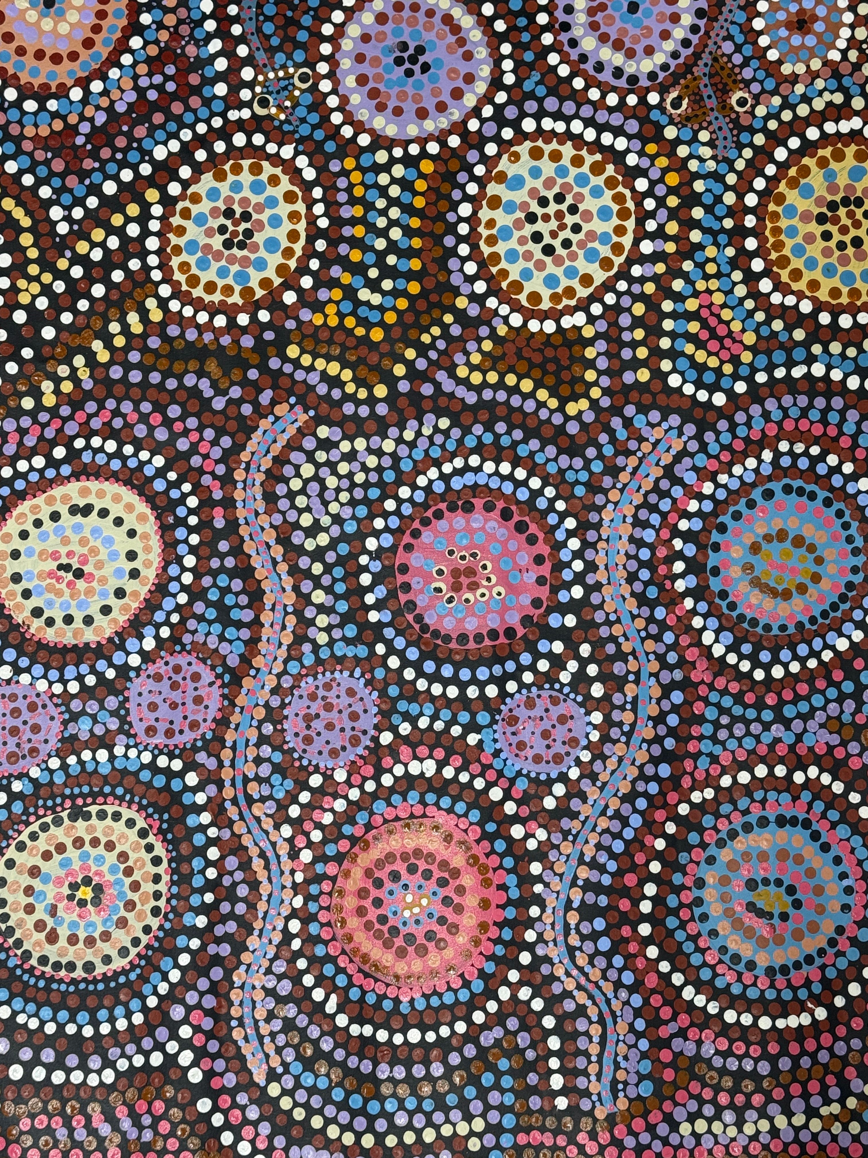 Billabong by Barbara Cox, acrylic on canvas by Gooniyandi Artists, available at Straddievarious Brisbane art gallery