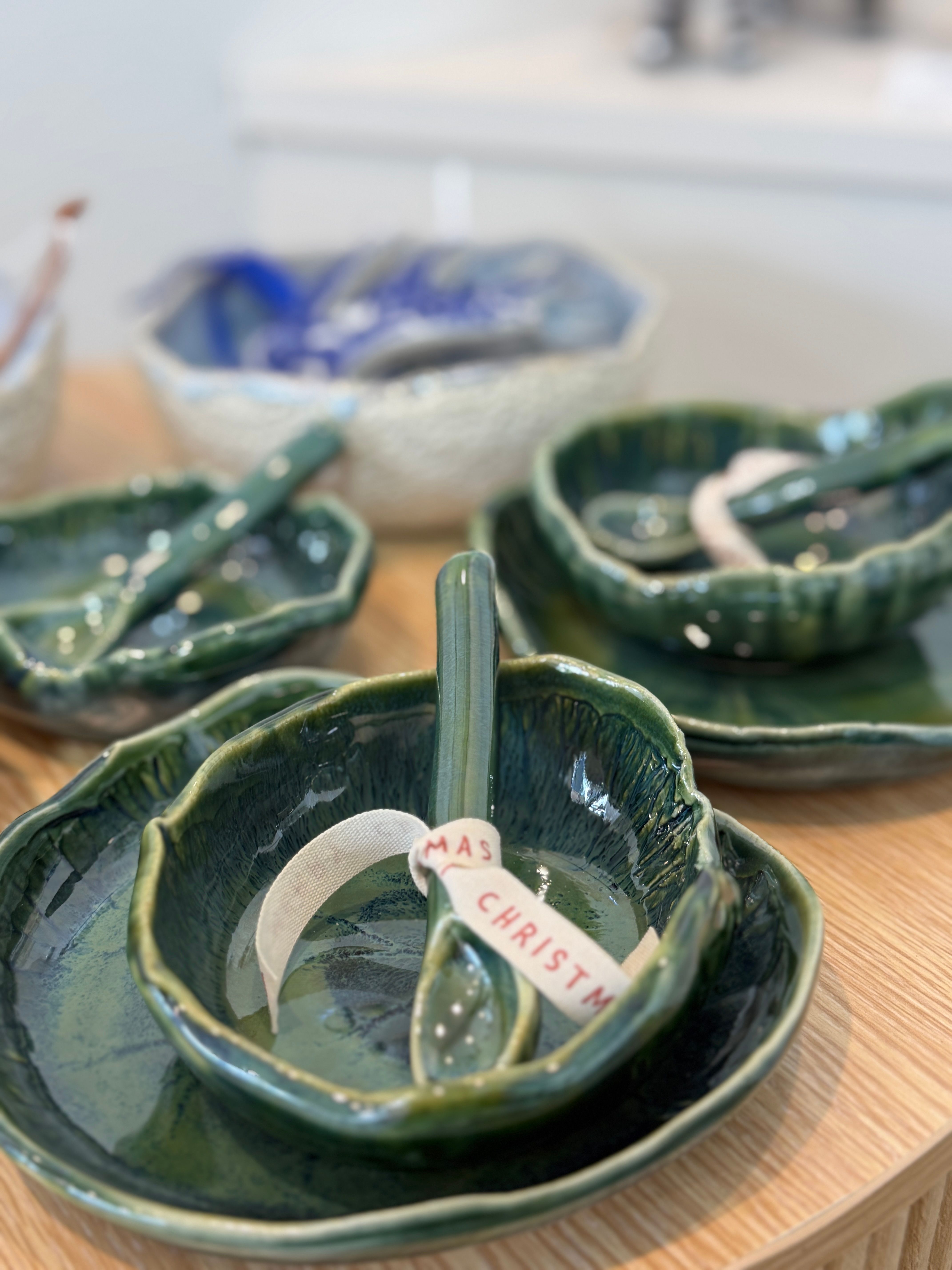 Green Leaf Collection, ceramics by Brenda Middleton - Ceramist, available at Straddievarious Brisbane art gallery