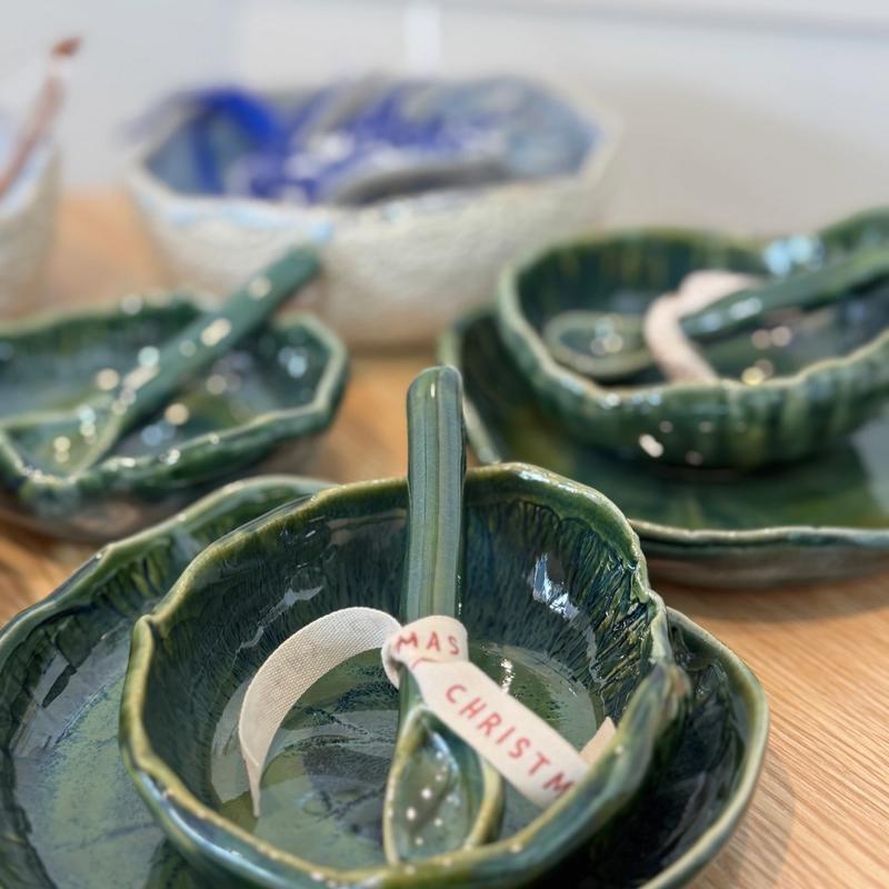 Green Leaf Collection, ceramics by Brenda Middleton - Ceramist, available at Straddievarious Brisbane art gallery