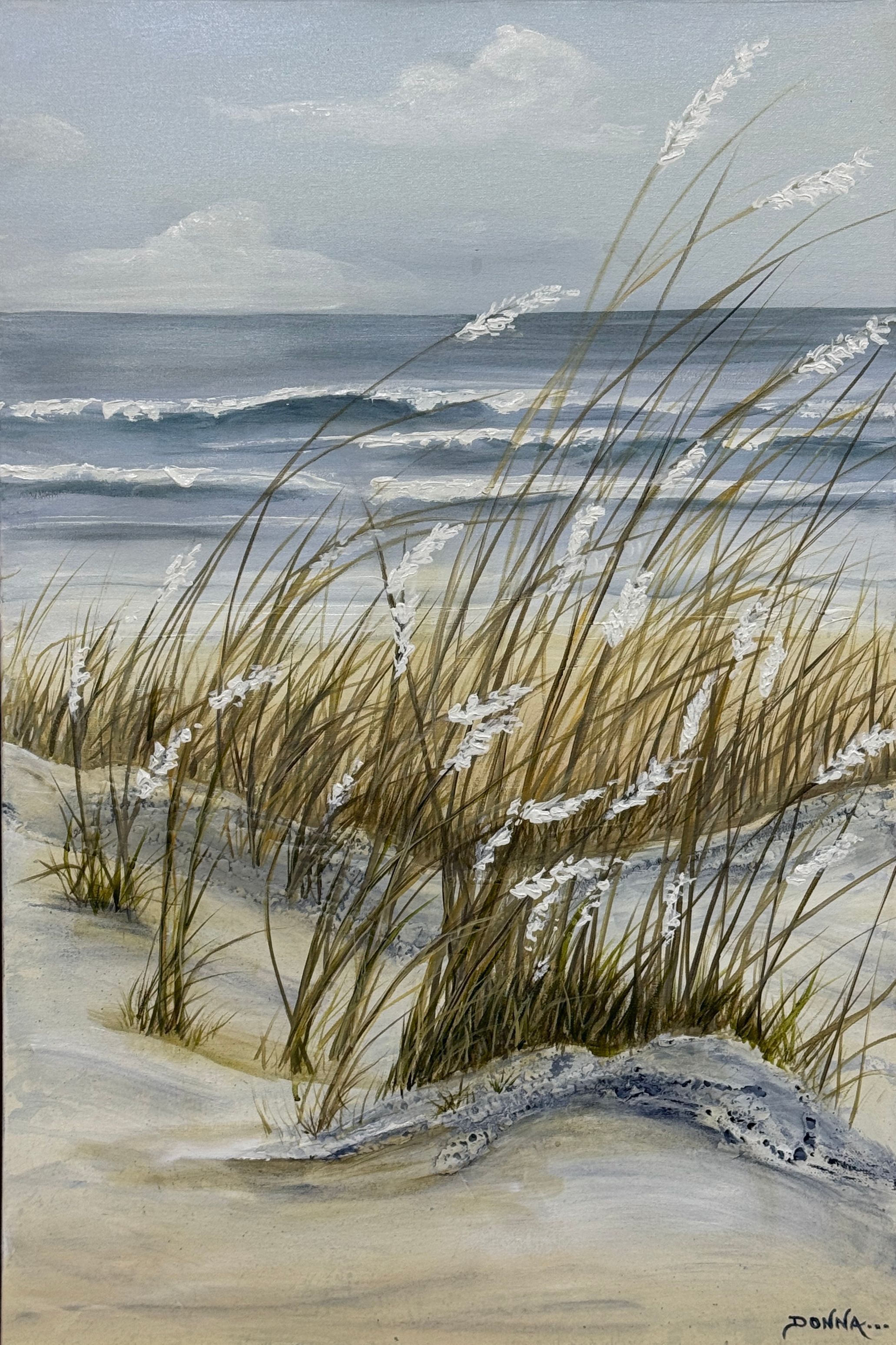 Between Grass & Tide, acrylic on canvas by Donna Shumilin, available at Straddievarious Brisbane art gallery