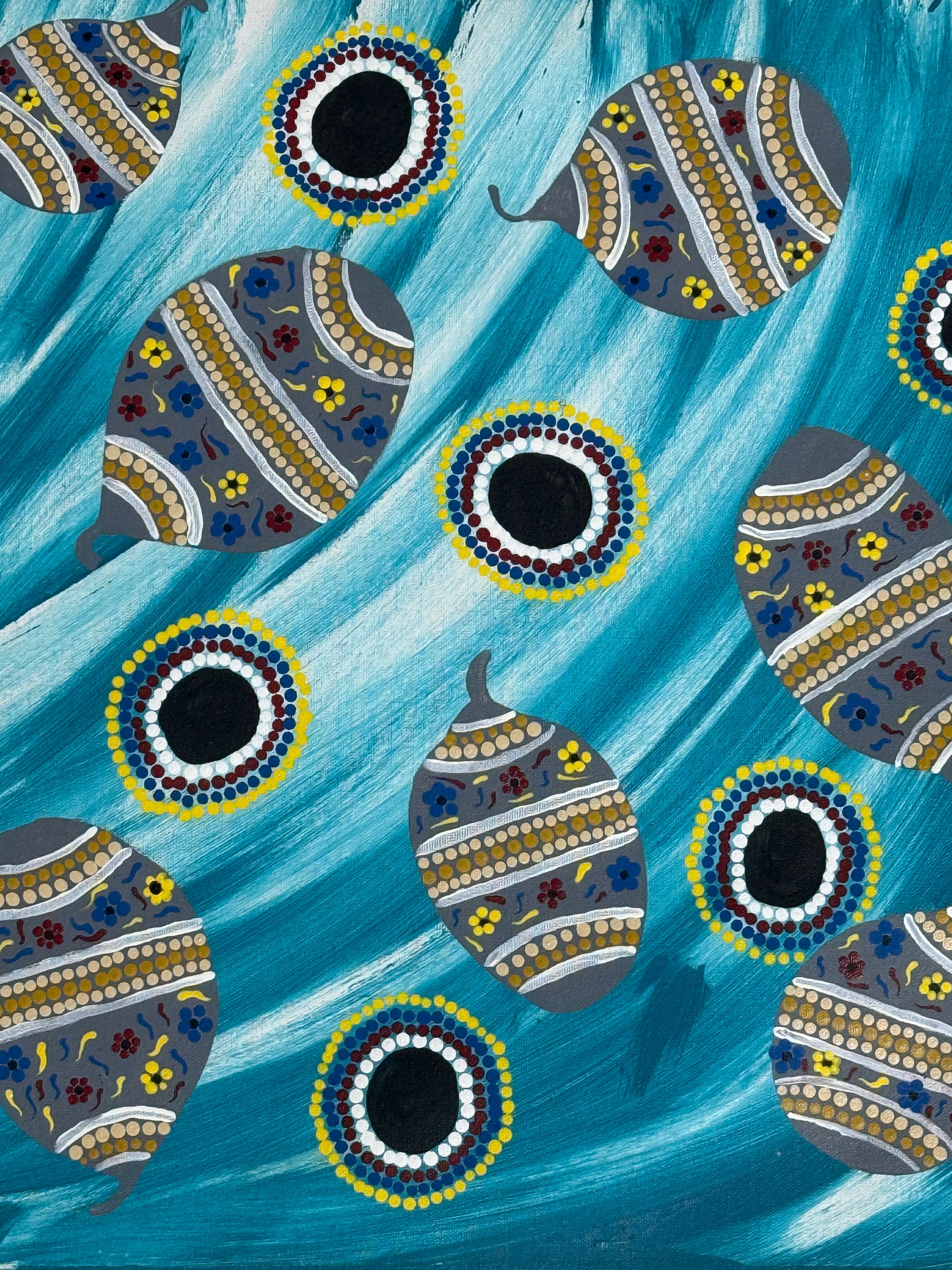 Boabs by Tracee Cox by Gooniyandi Artists, available at Straddievarious Brisbane art gallery