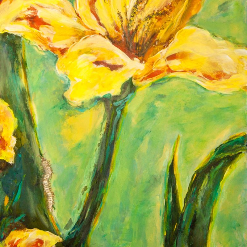 Yellow Floral, acrylic on canvas unframed by A'ysha, available at Straddievarious Brisbane art gallery