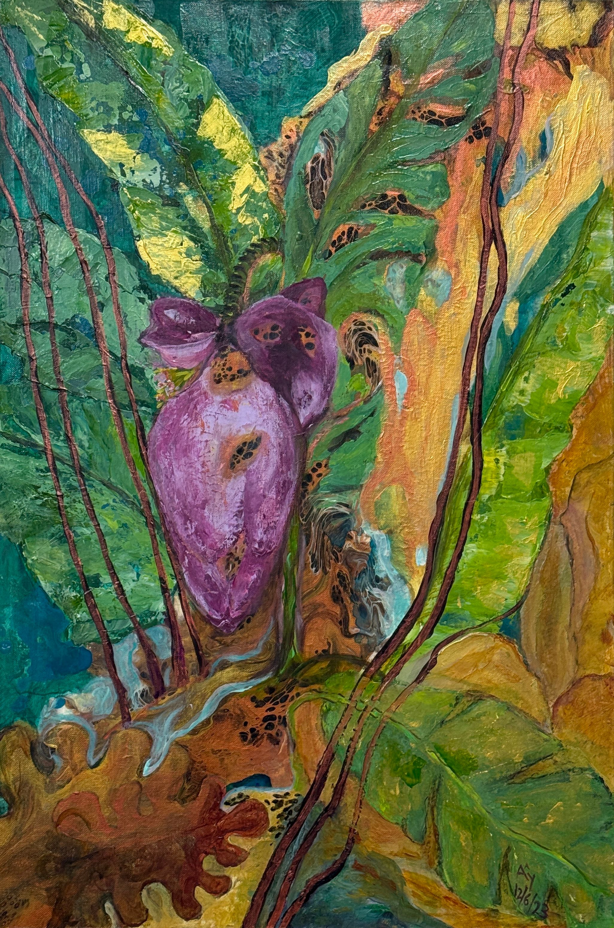 Summer Fruit, acrylic on canvas by A'ysha, available at Straddievarious Brisbane art gallery