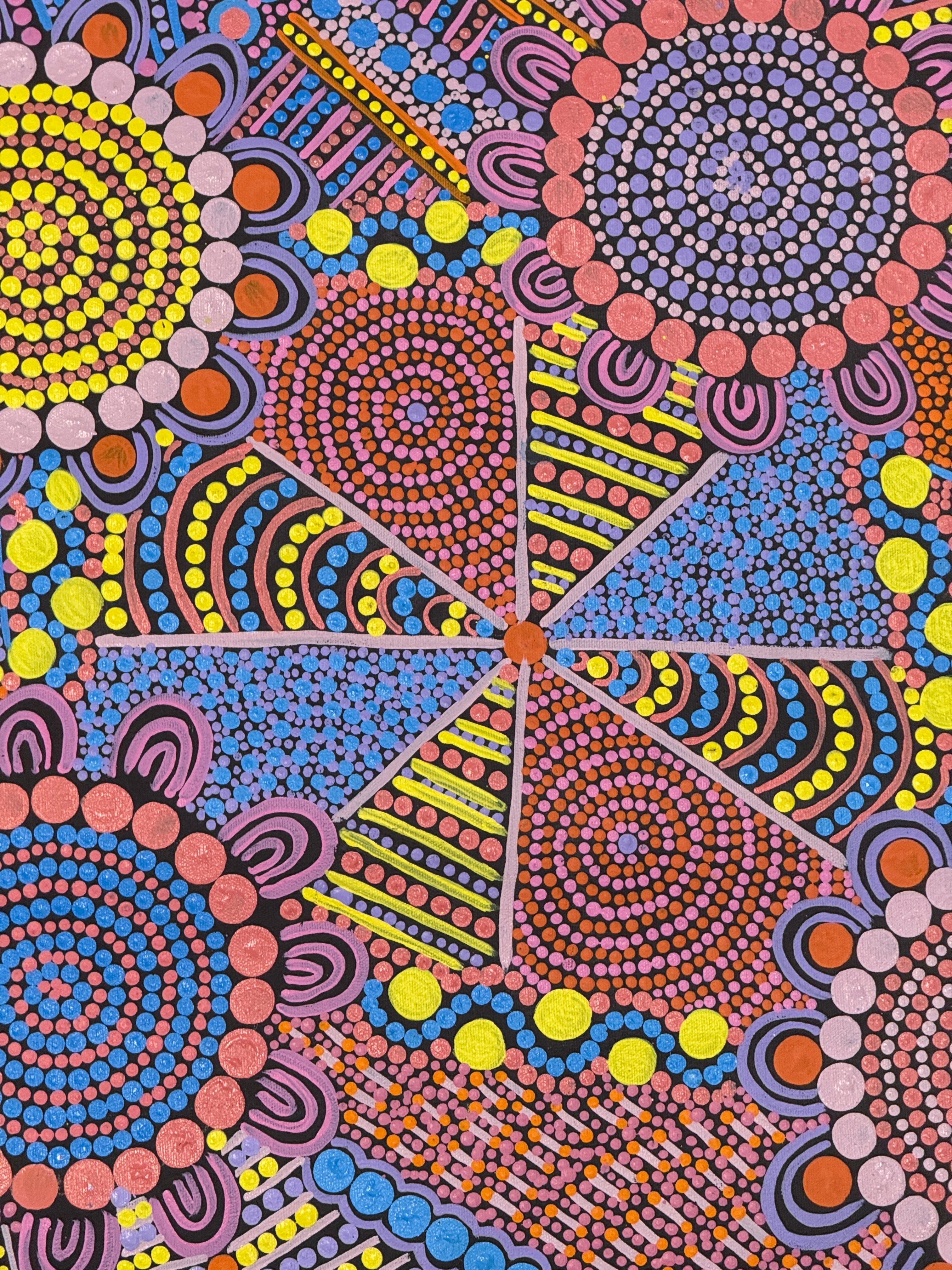 Family Tree by Louise Cox, acrylic on canvas by Gooniyandi Artists, available at Straddievarious Brisbane art gallery