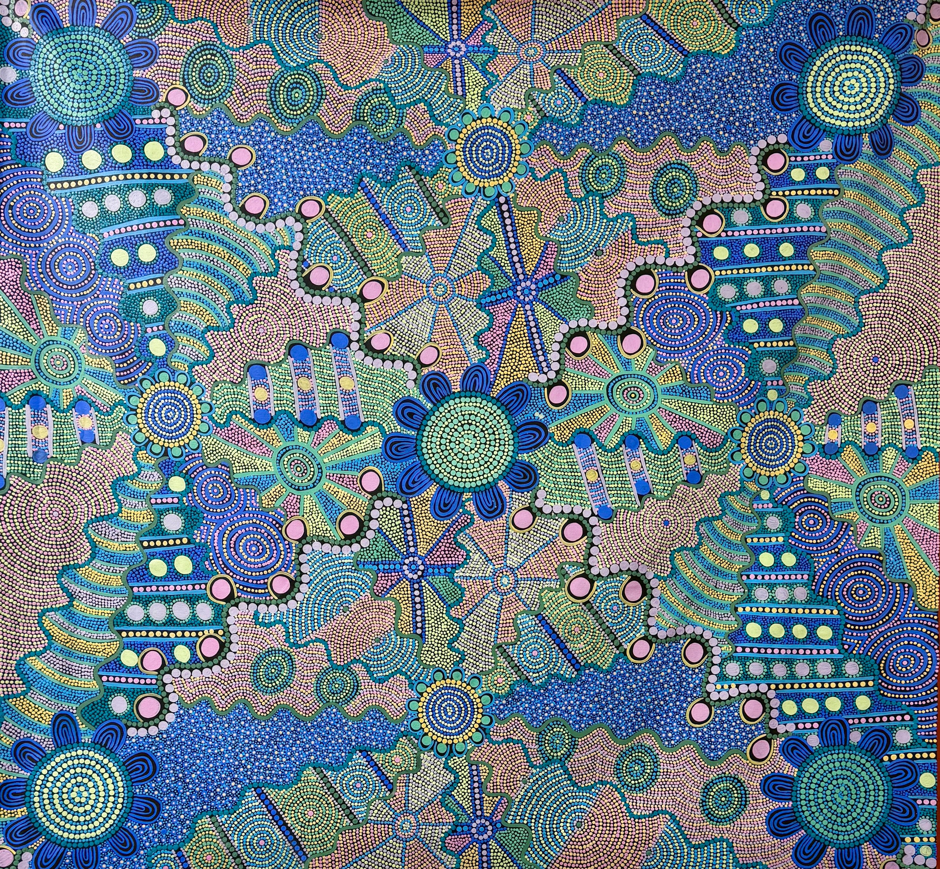 Joornda by Louise Cox, acrylic on canvas by Gooniyandi Artists, available at Straddievarious Brisbane art gallery