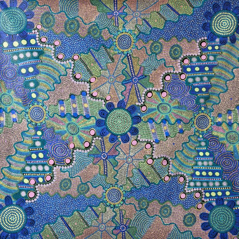Joornda by Louise Cox, acrylic on canvas by Gooniyandi Artists, available at Straddievarious Brisbane art gallery