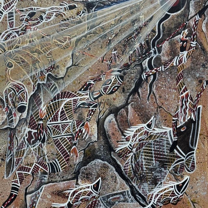 Rock Art, acrylic on canvas by Lionel Doyle, available at Straddievarious Brisbane art gallery
