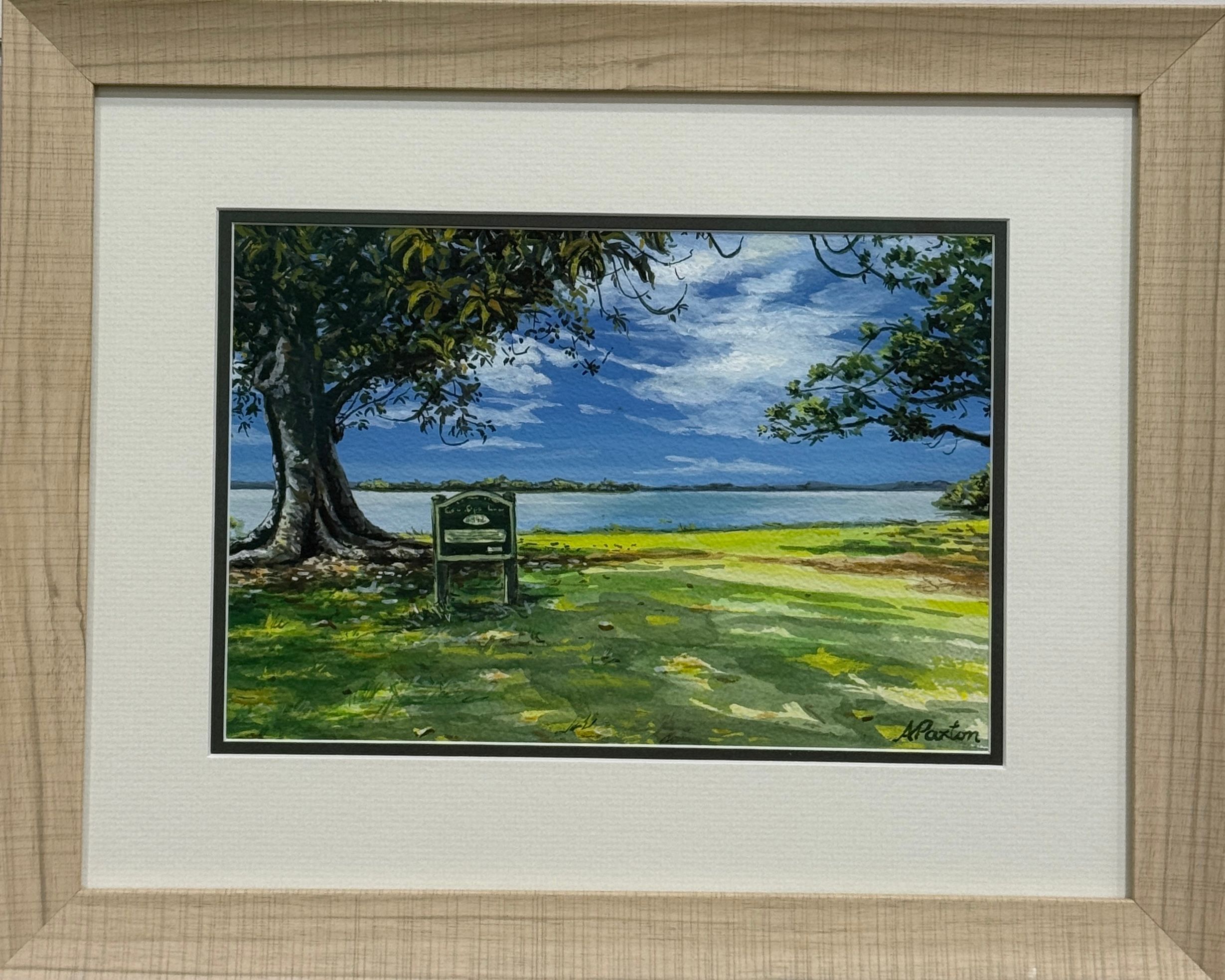 GJ Walter Park, watercolour & gauche mediums  - framed under glass by Angela Paxton Art, available at Straddievarious Brisbane art gallery