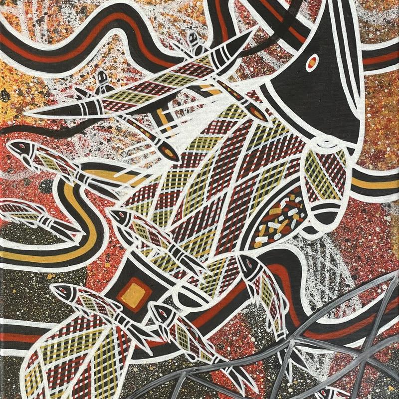 Fish Trap no.2, acrylic on canvas by Lionel Doyle, available at Straddievarious Brisbane art gallery