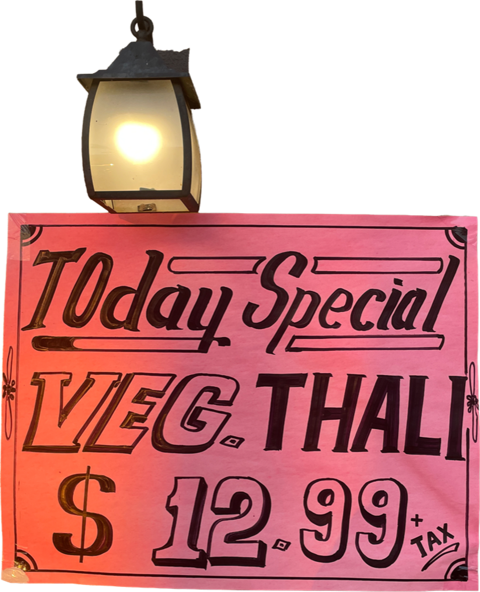 Today Special Veg Thali sign