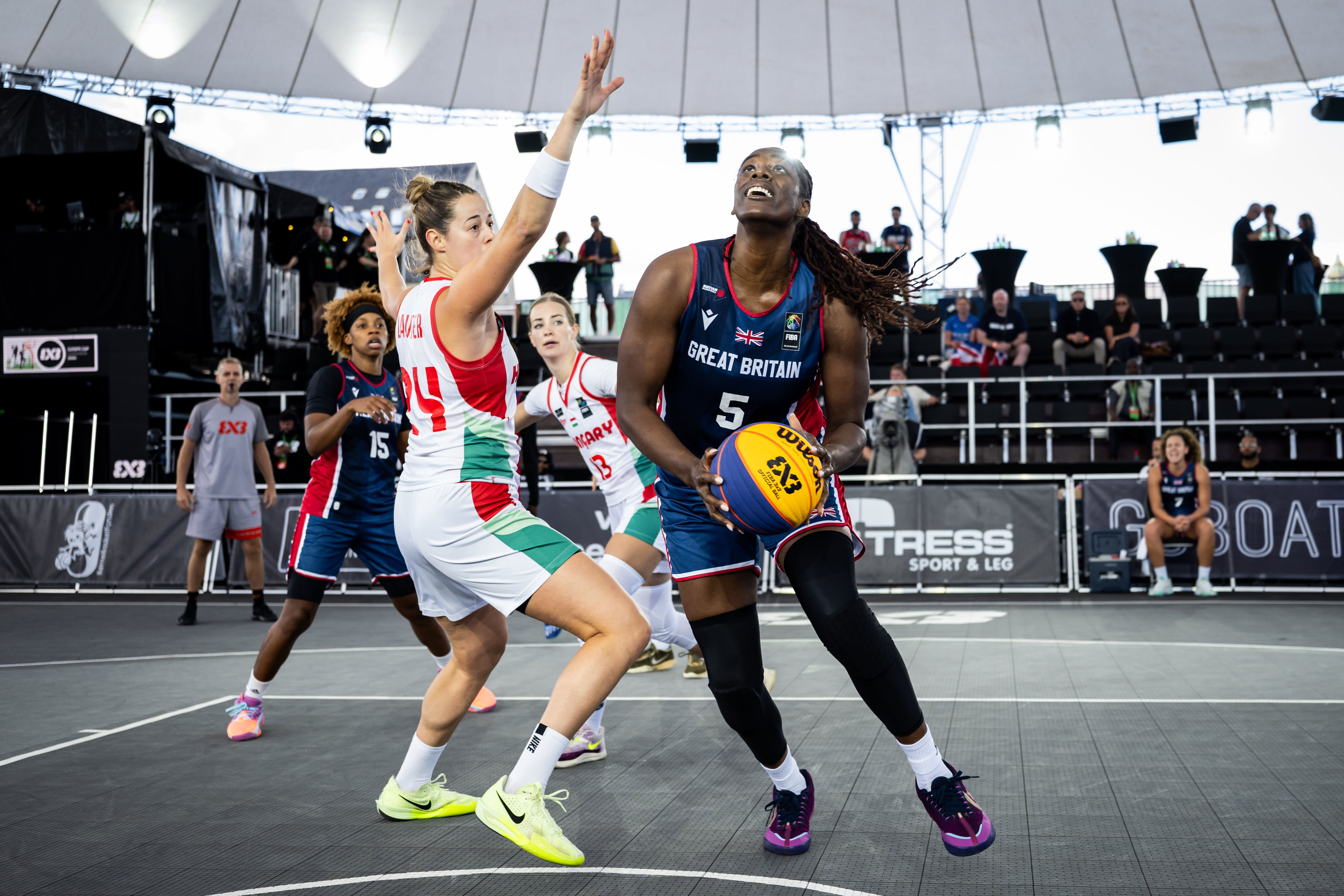 Cheridene Green in the paint for GB at Europe Cup