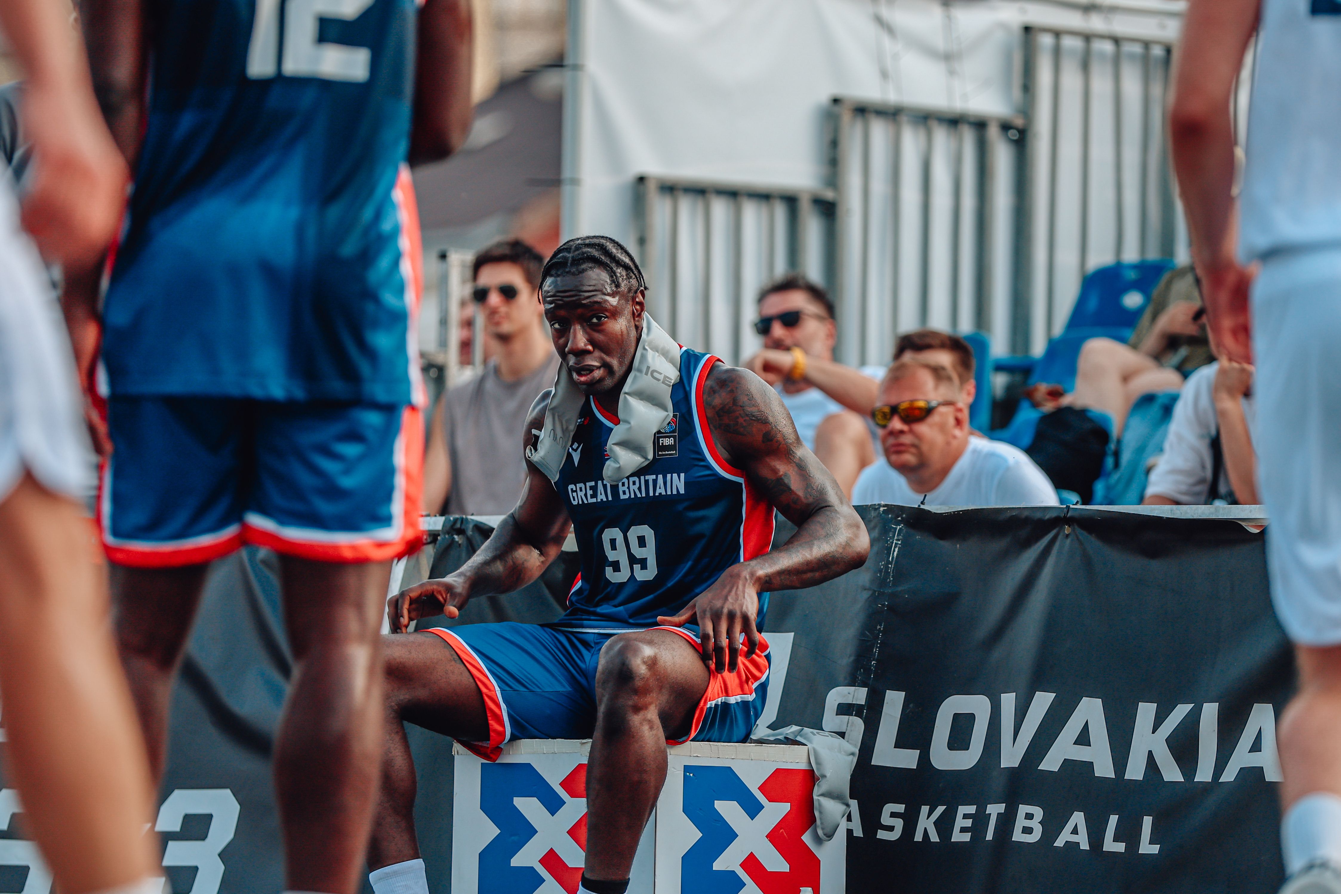 Ashley Hamilton rests during intense GB 3x3 game
