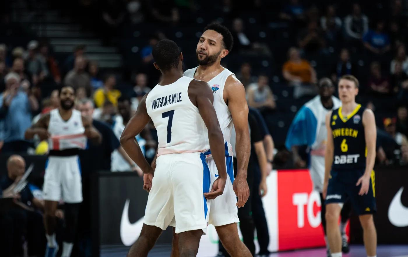Watson-Gayle and Whelan celebrate at EuroBasket 2025