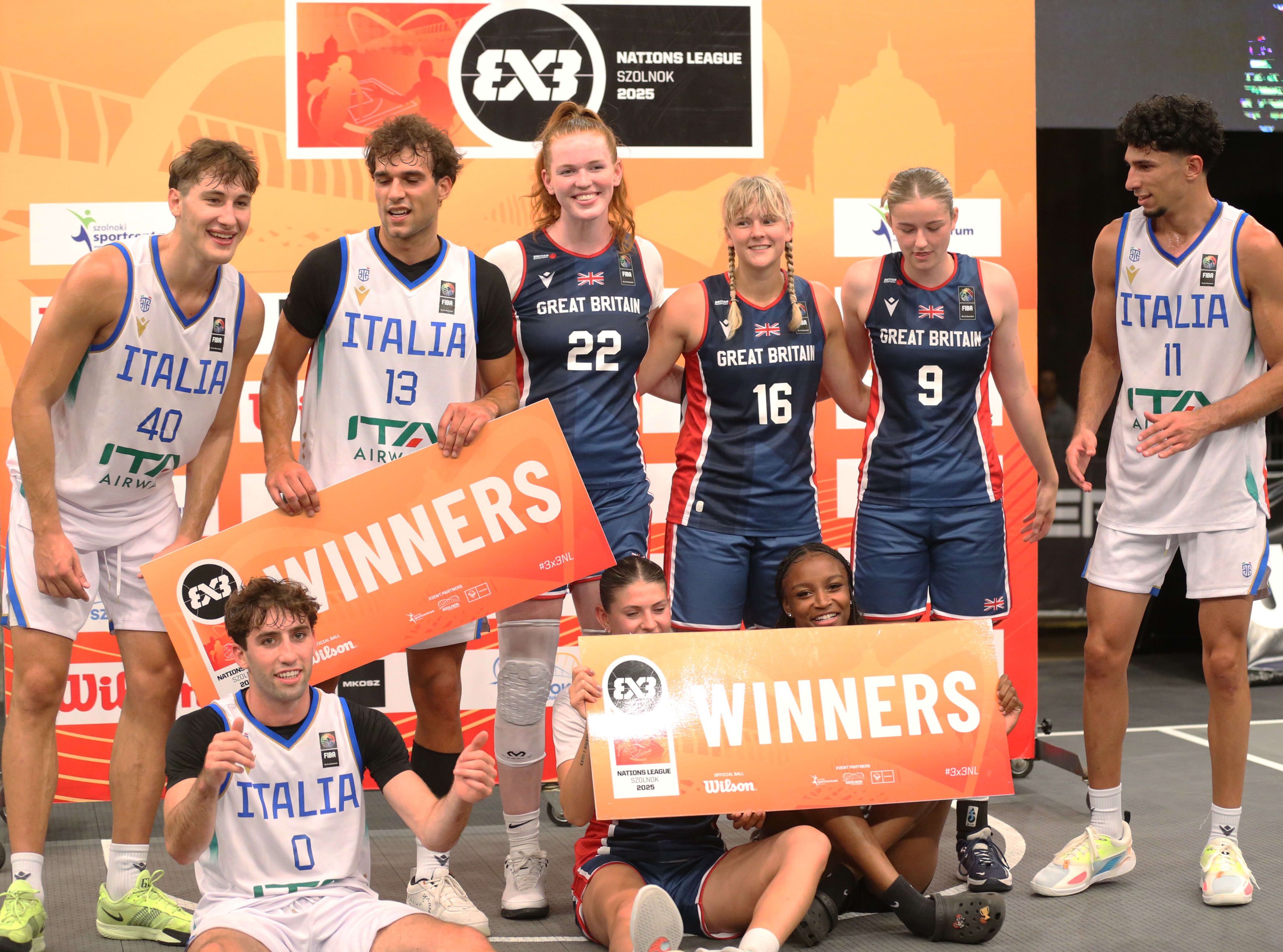 GB Women celebrate victory at Stop 5 of Youth Nations League with Italy Men