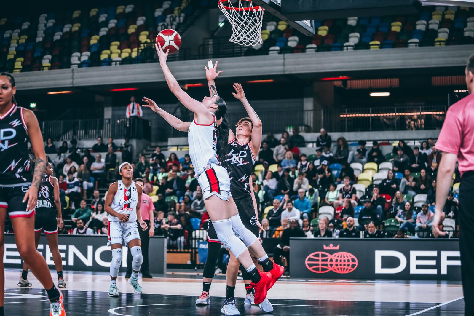 Kirsty Brown shoots a hoop at the Copper Box