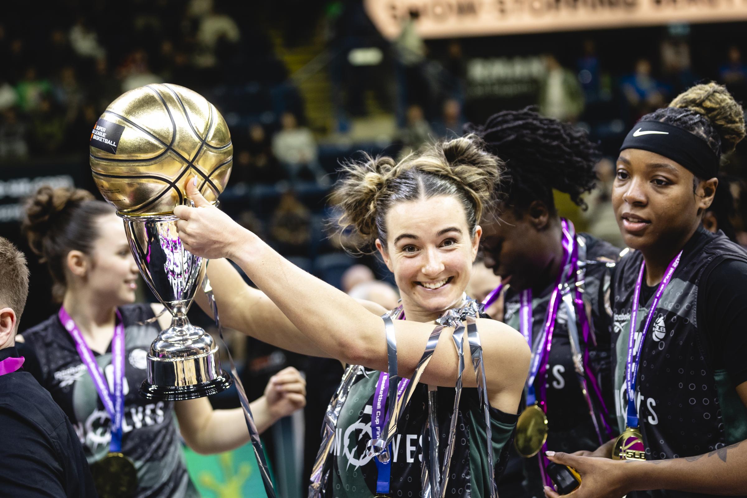 Sam Ashby lifts Finals MVP trophy in SLB Cup for Oaklands Wolves
