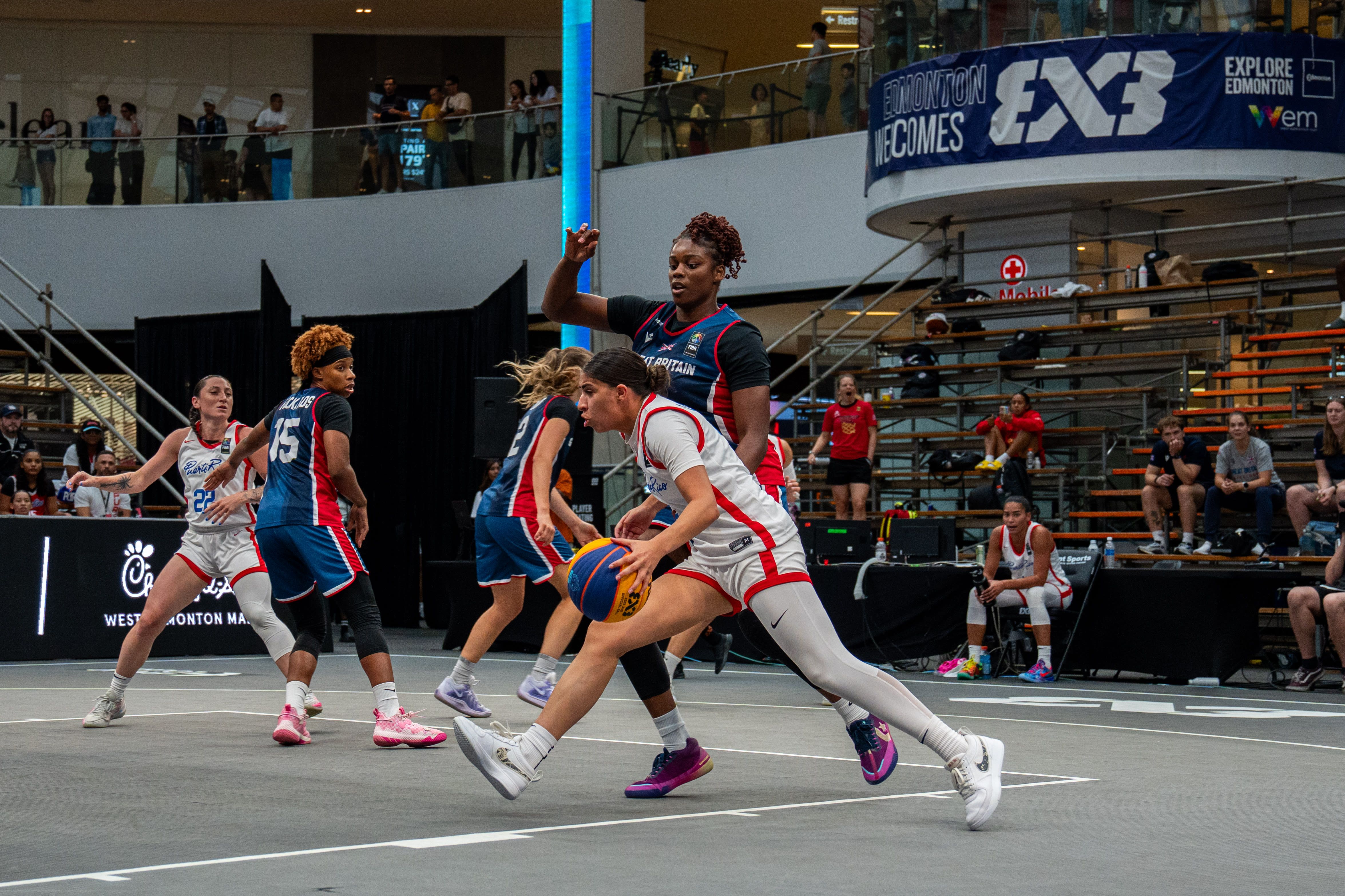 Cheridene Green applies pressure on defence against Puerto Rico