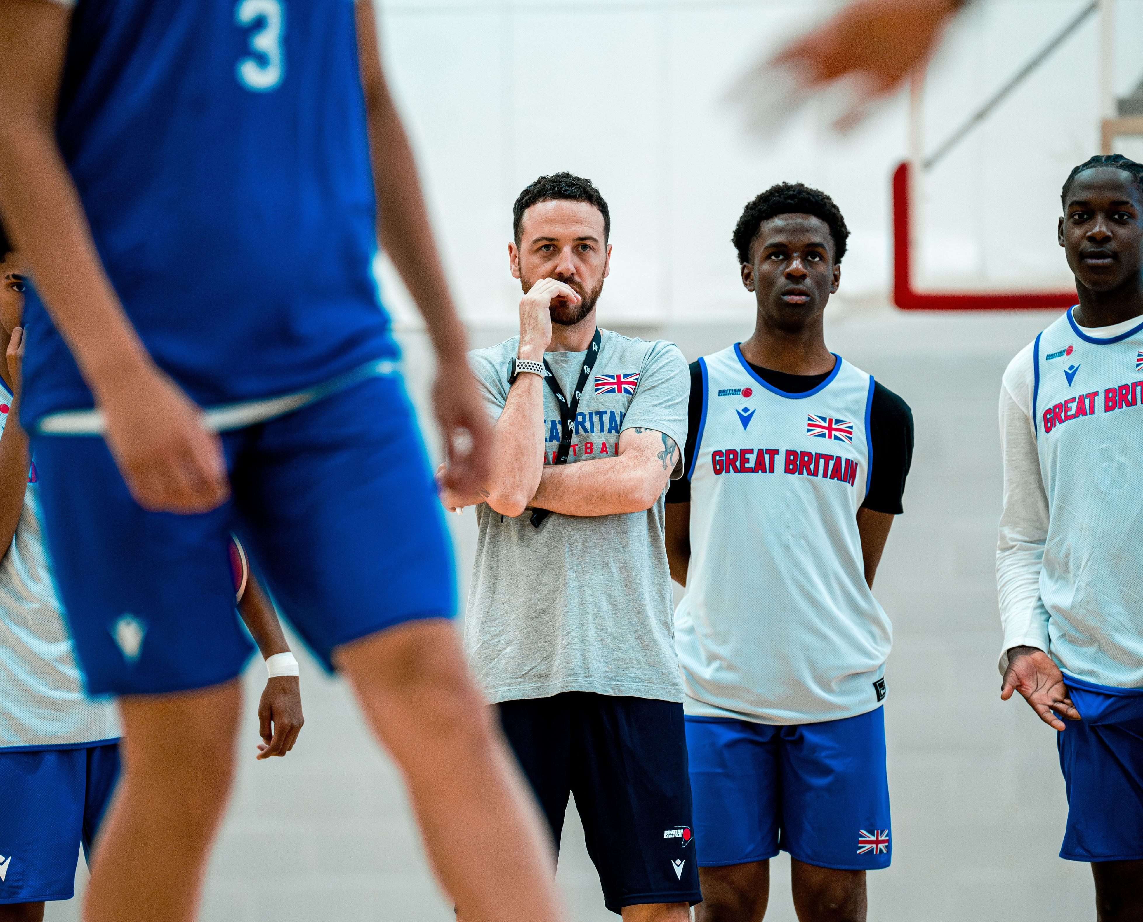 Coach Jefferson looks on in training camp