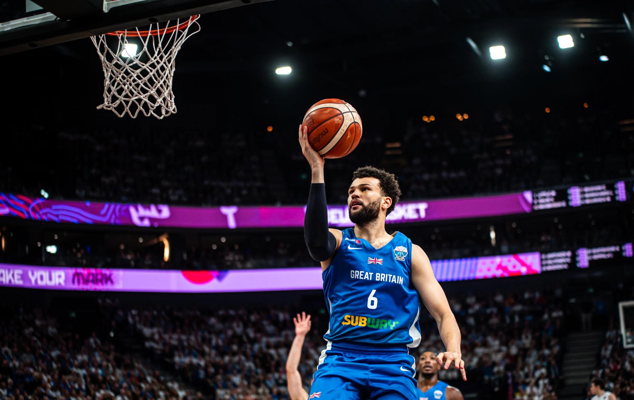 Luke Nelson layup against Finland