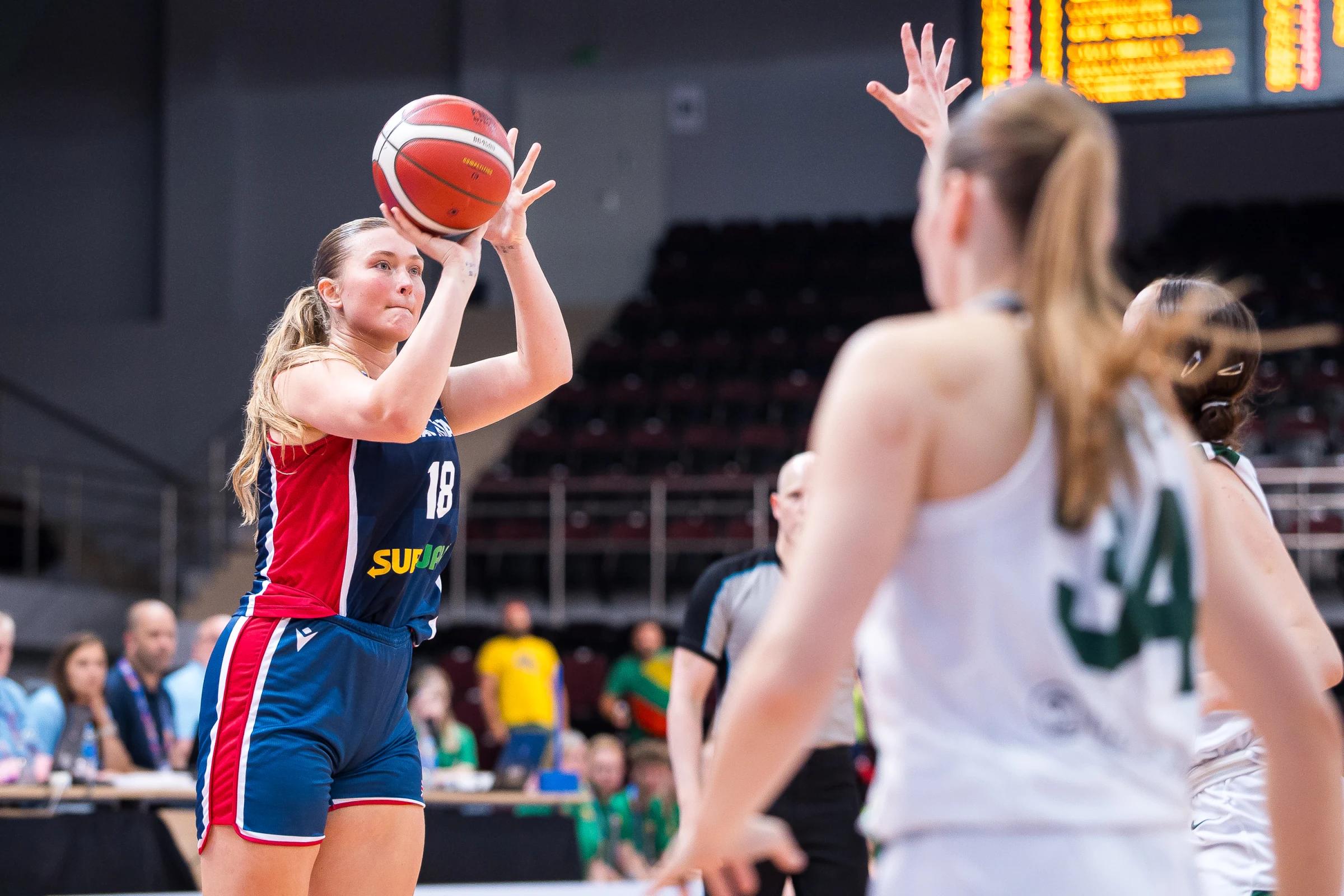 Haley Wright shoots the ball at U18 Women's EuroBasket 2025