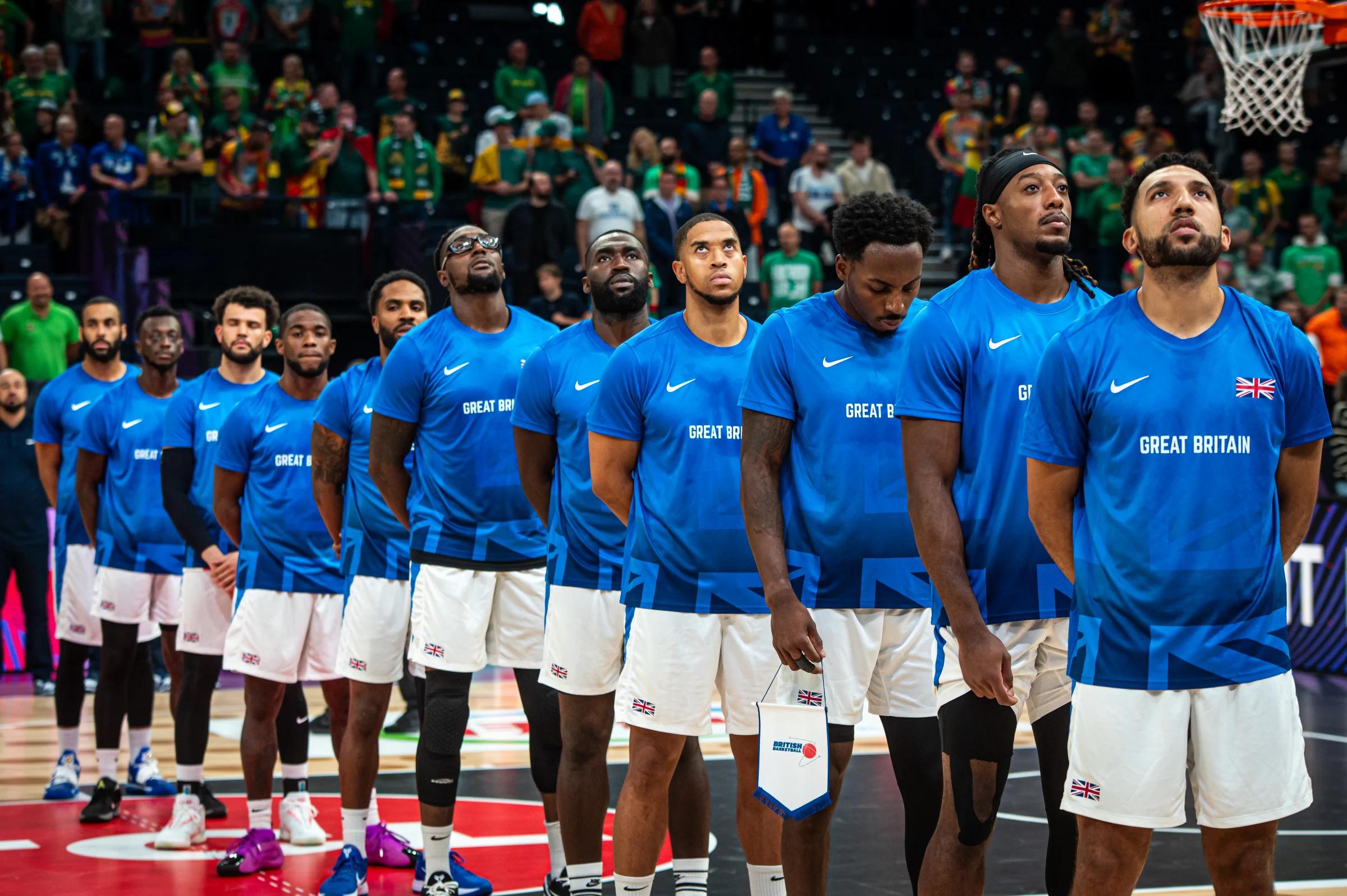 GB line up before their match against Lithuania at 2025 EuroBasket