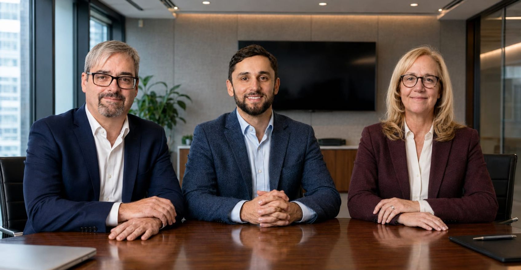Three members of the Stonebridge Tax Resolutions team at a boardroom table