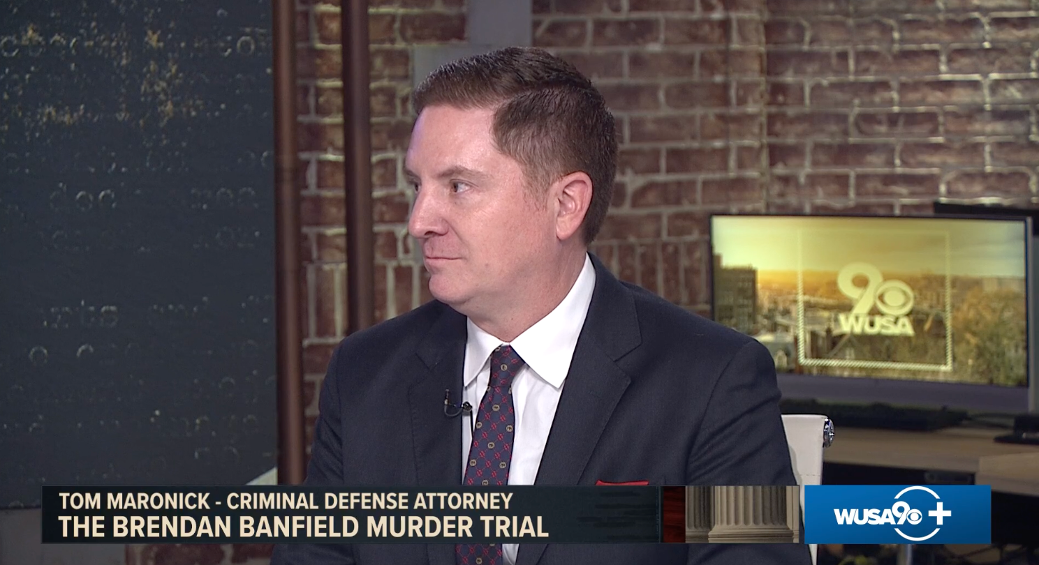 Image Attorney Tom Maronick Jr appearing on television discussing strategy and legal analysis during a high profile criminal trial