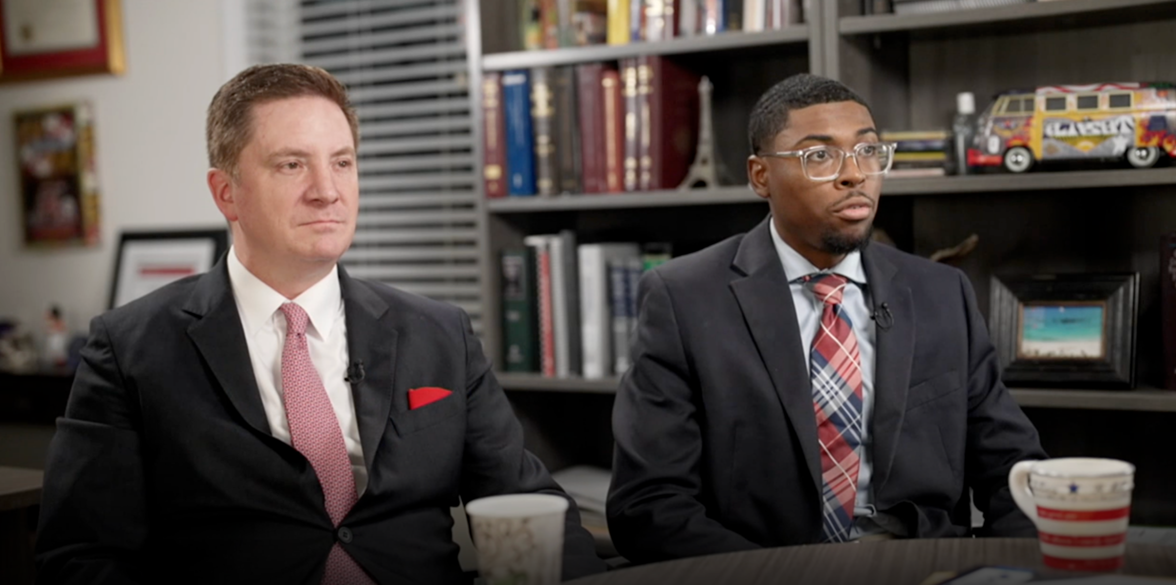 Tom Maronick Jr. discusses a Maryland squatter case during an interview in an office setting
