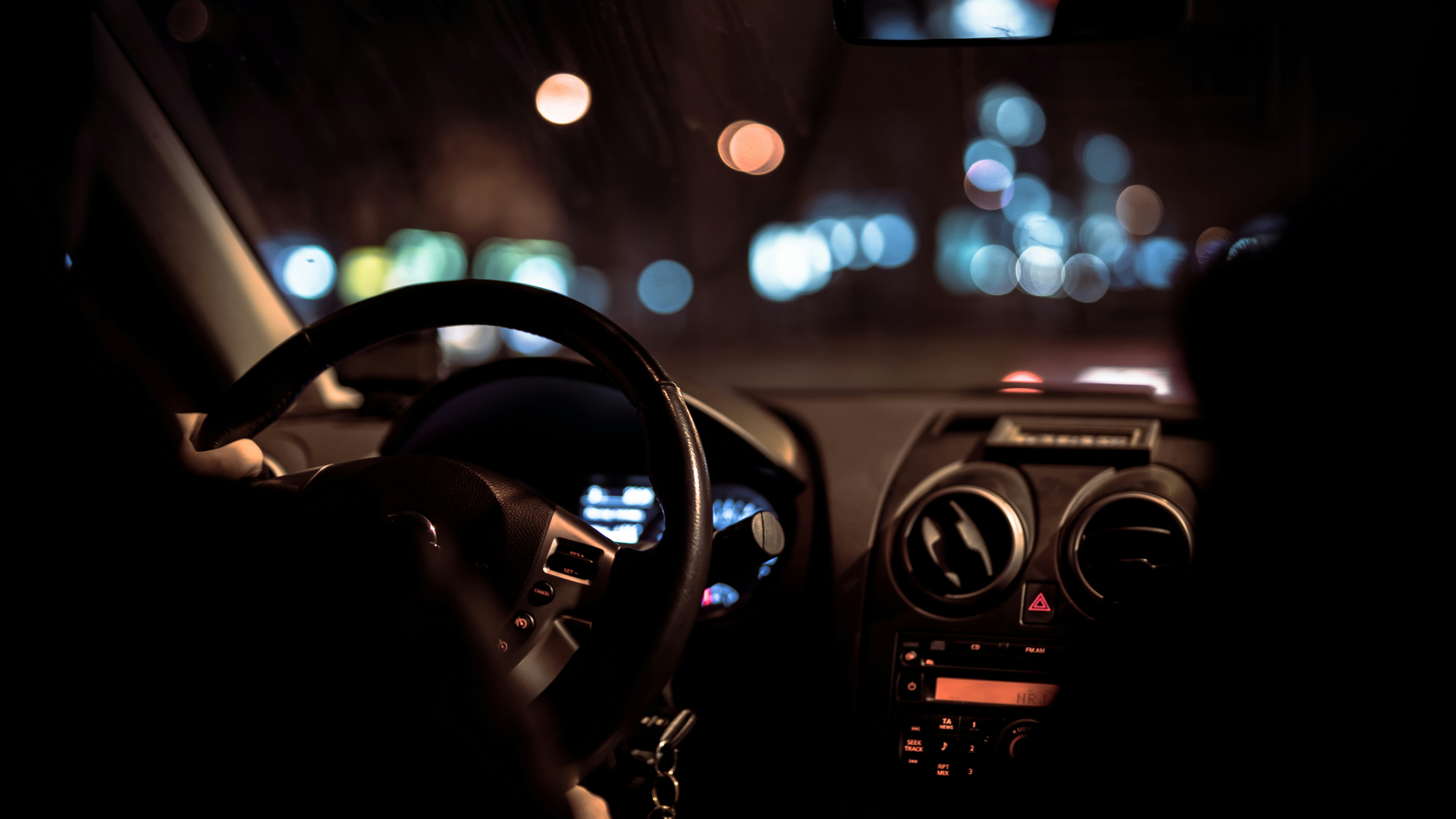 Image Nighttime view from inside a car showing the risk of driving after drinking and facing a Maryland DUI checkpoint over Memorial Day.