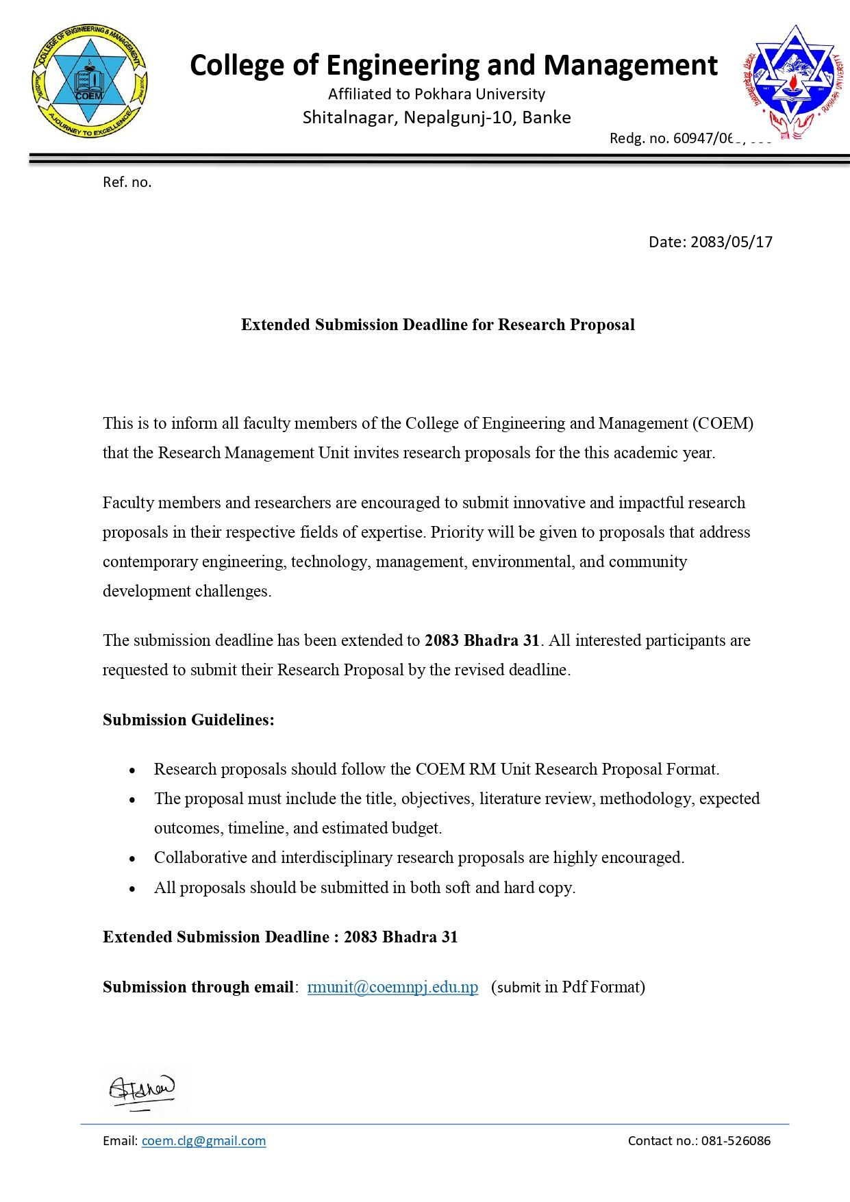 Research Proposal Submission 