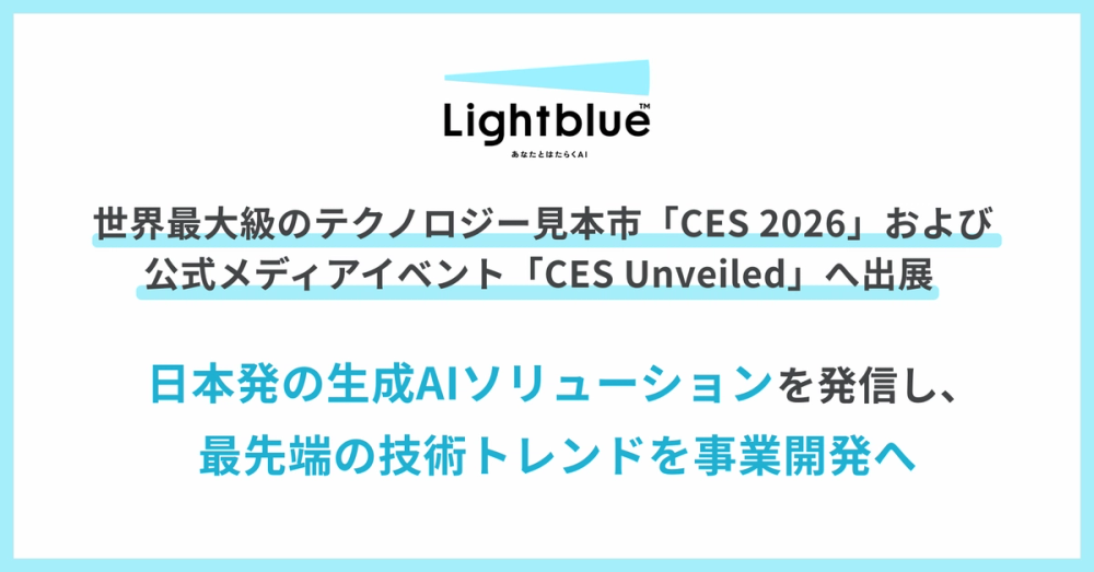 世界最大級のテクノロジー見本市「CES 2026」および公式メディアイベント「CES Unveiled」へ出展