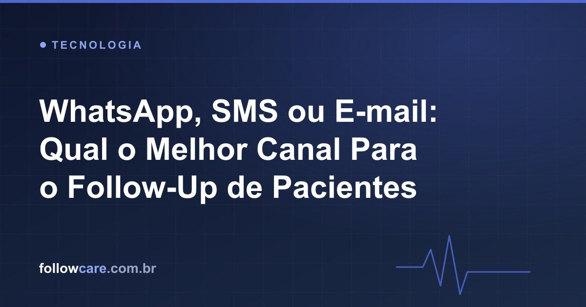 Comparativo entre WhatsApp, SMS e e-mail para follow-up de pacientes