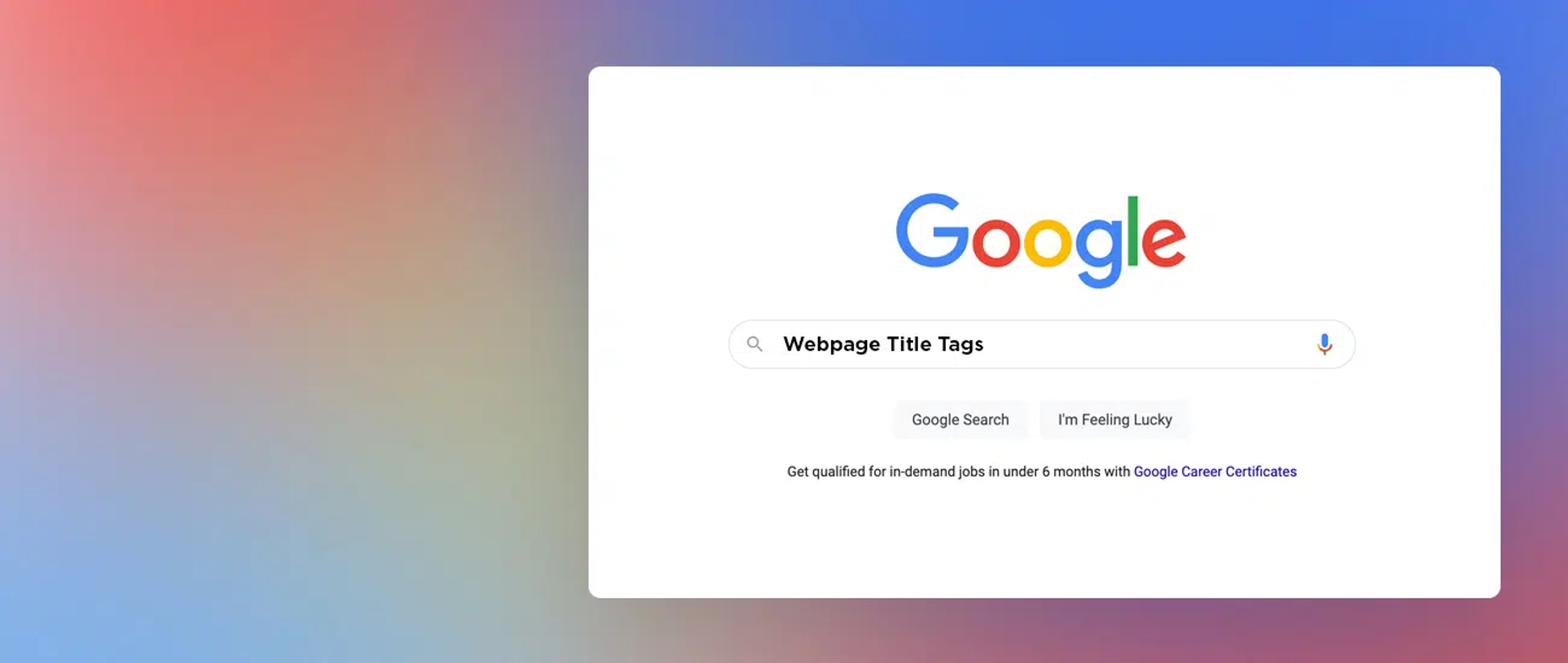 Graphic displaying gradient background and the Google search homepage