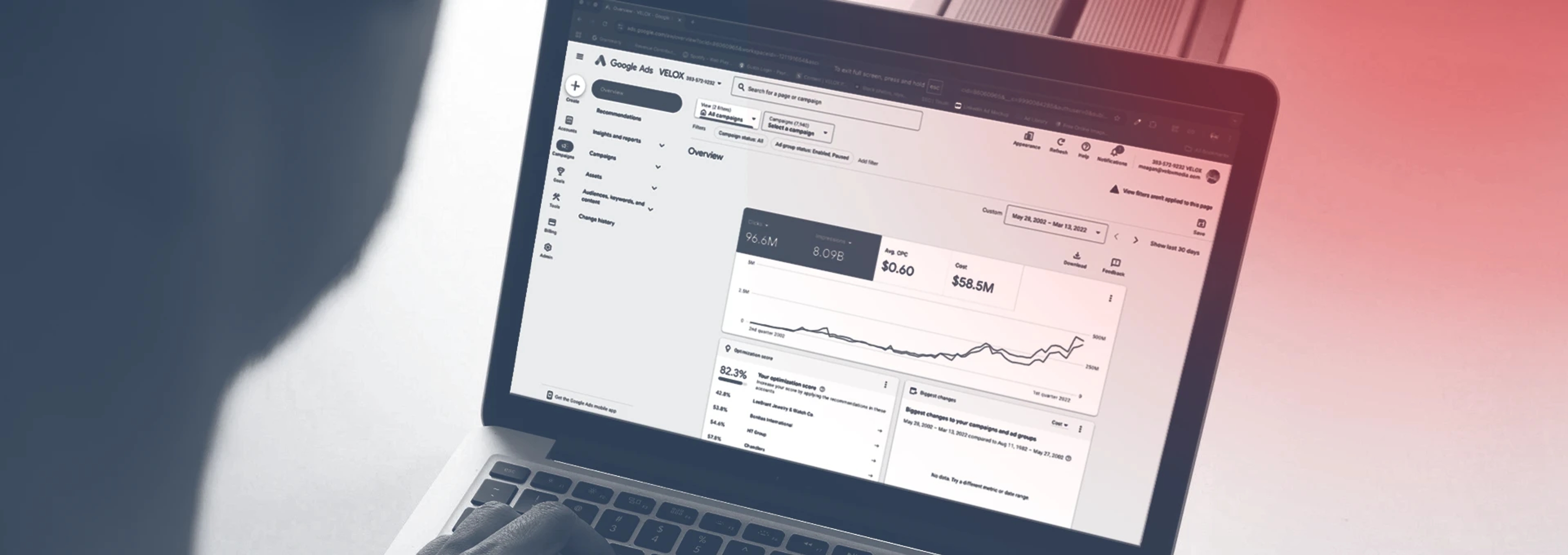 a picture of a google ads dashboard on someone's laptop