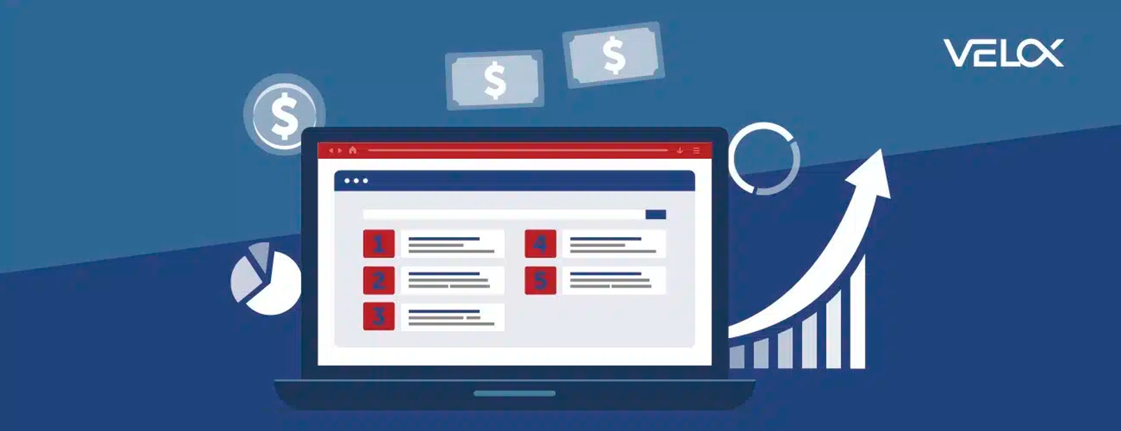 A hero graphic displaying a laptop representing the revenue a top 5 keyword makes
