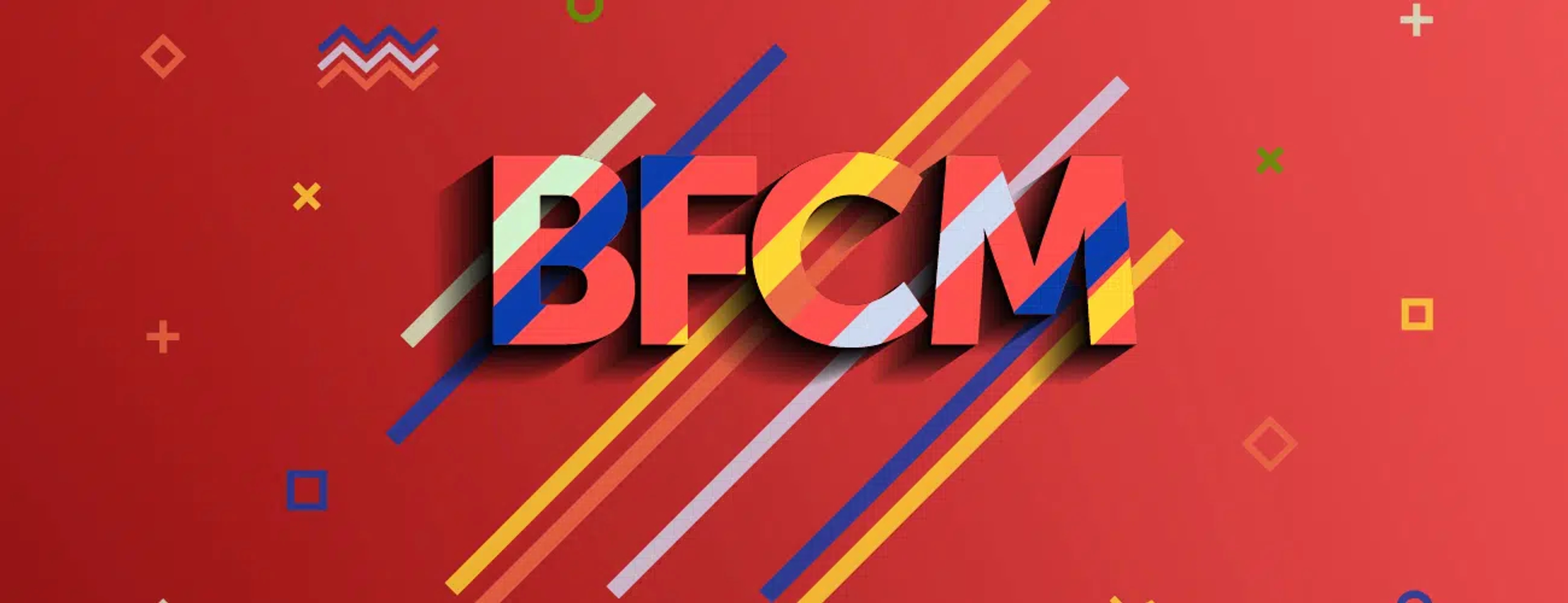 Red graphic showing the acronym BFCM