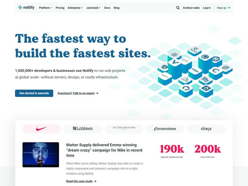 Netlify - host static html website for free