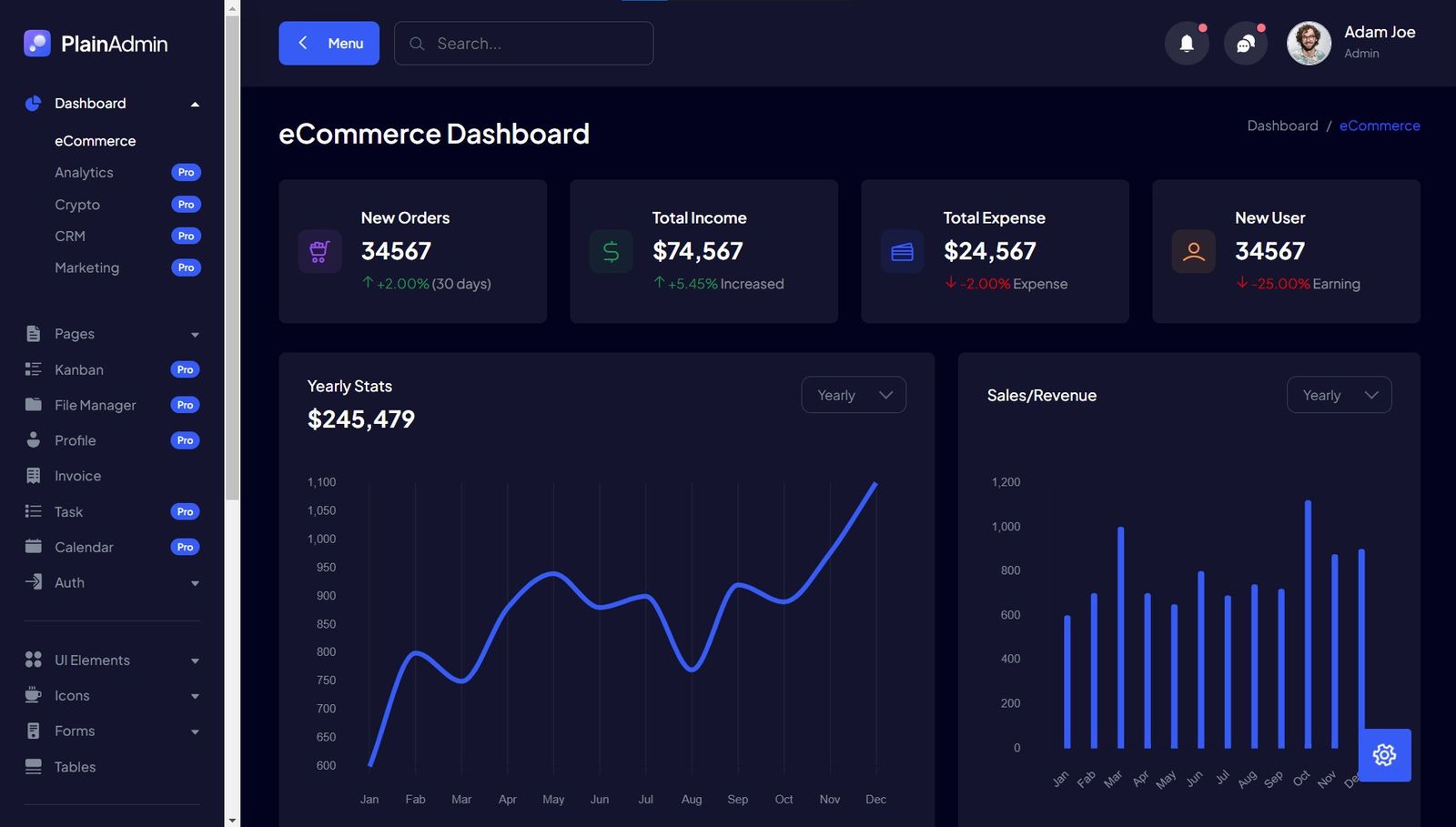 PlainAdmin - Free Bootstrap Admin templates