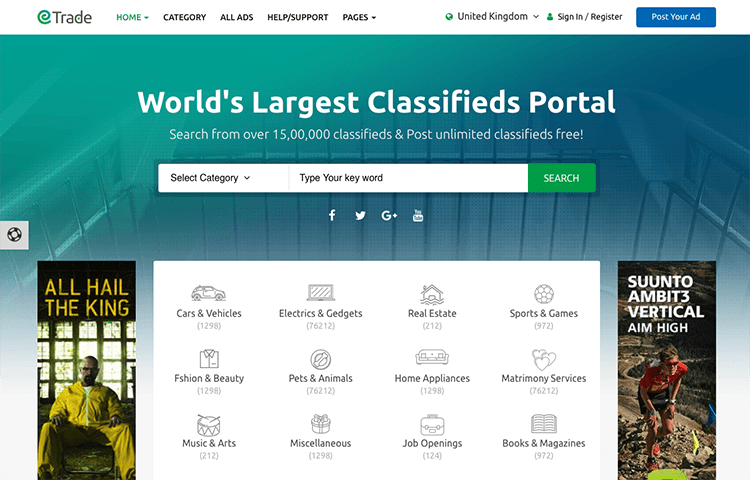 Trade - Classified Website Templates