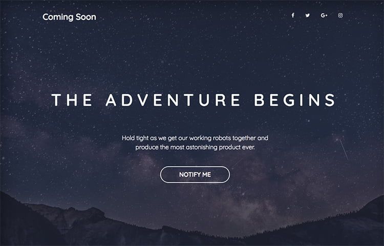 Coming Soon - Bootstrap Event Templates