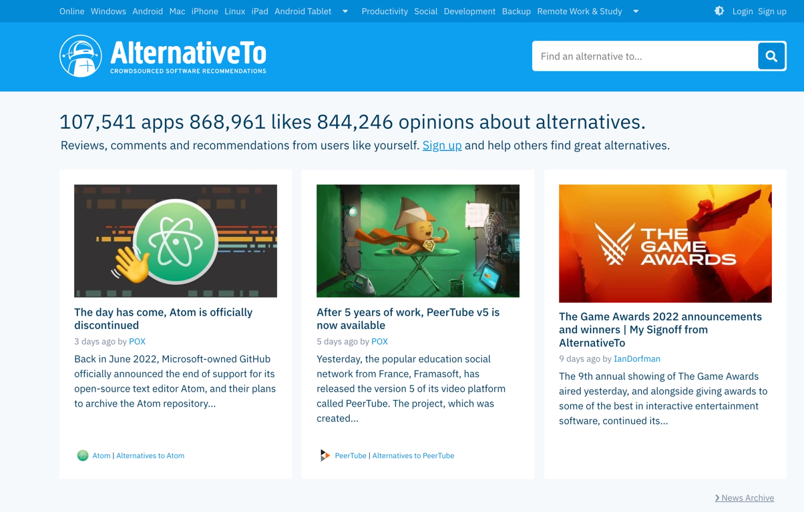 AlternativeTo -Product Hunt Alternatives