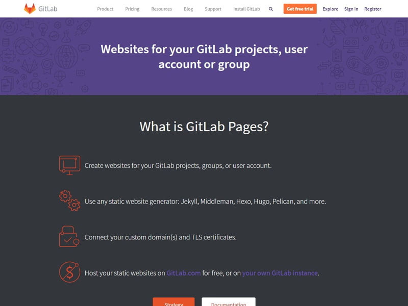 Gitlab - Free static html website hosting