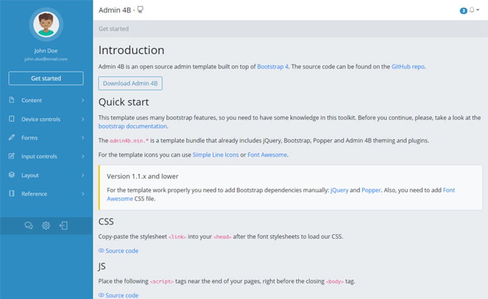 Admin 4B - Bootstrap Admin Panel