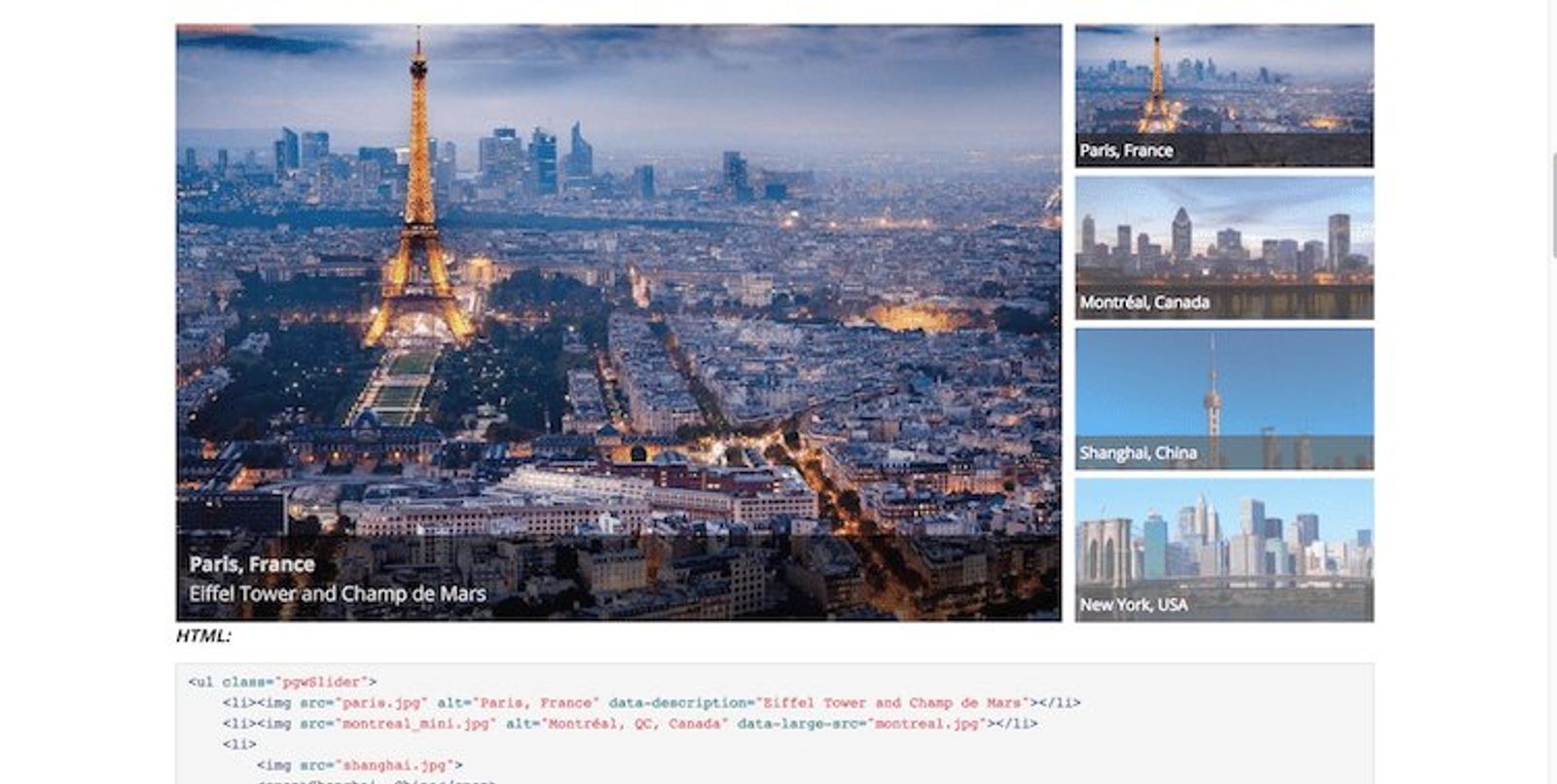 Pgw Slider - Free jQuery Image Sliders